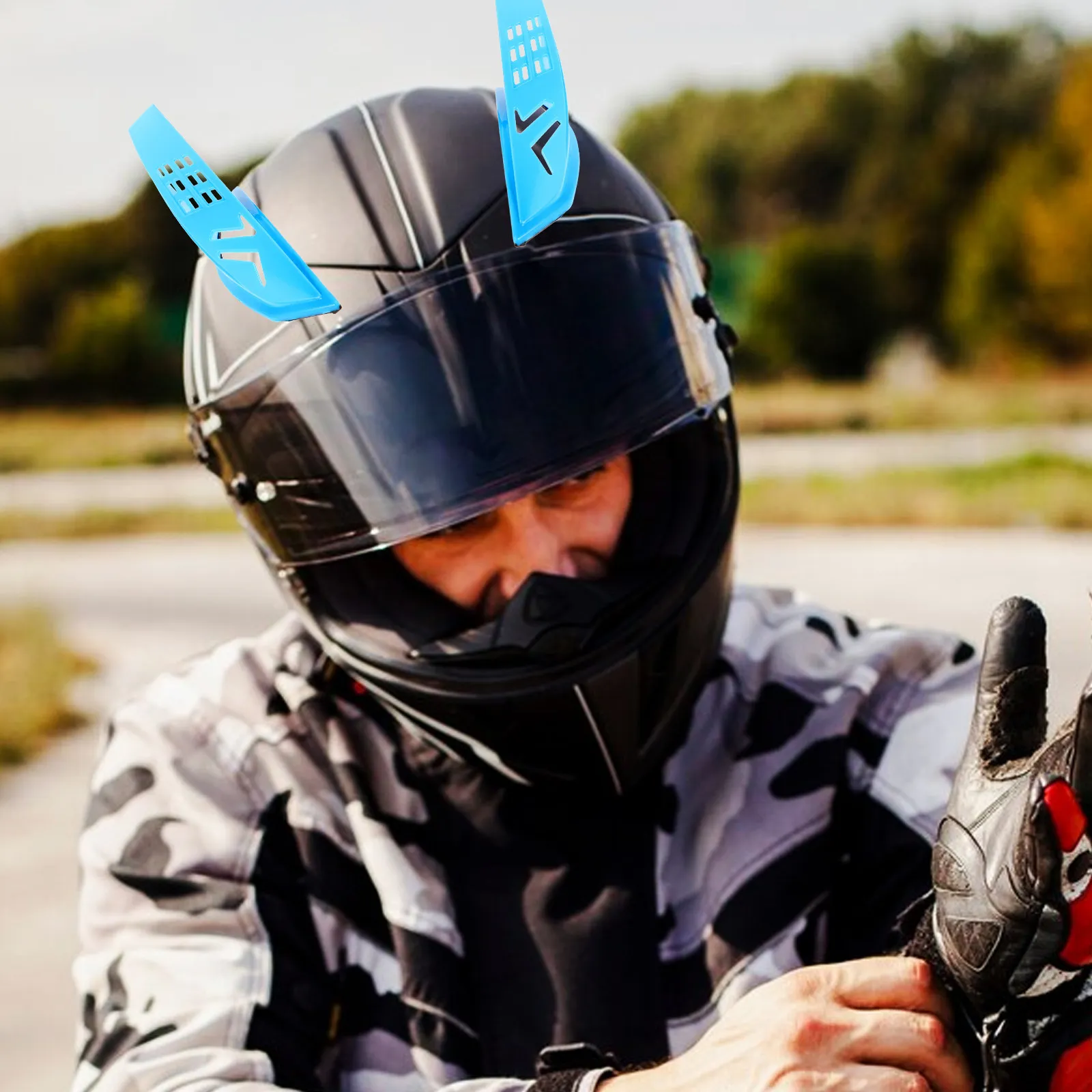 

1Pair Motorcycle Horns Aerodynamic Accessories Unique Decoration Easy Install Removable ABS Material Enhance