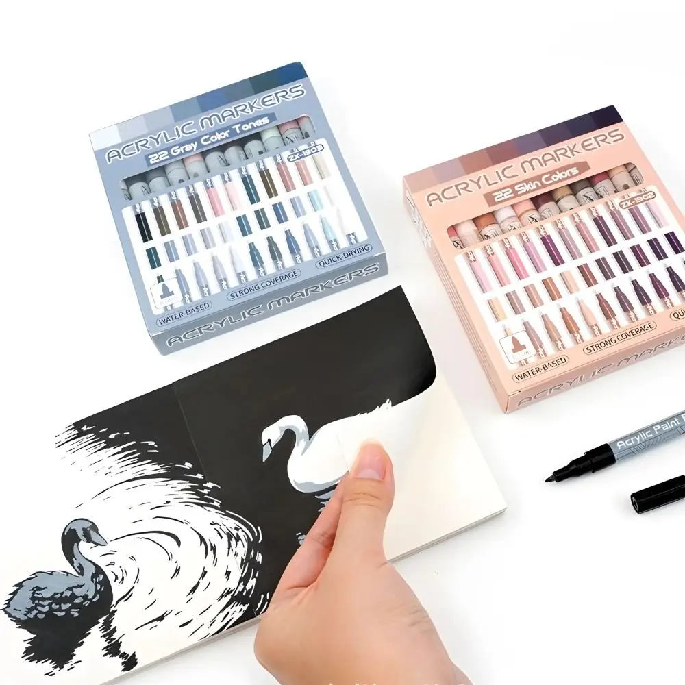 22 Colors Acrylic Paint Pens Pro Color Series Extra Fine Tip Paint Markers Set Visible Window 0.7mm Tip