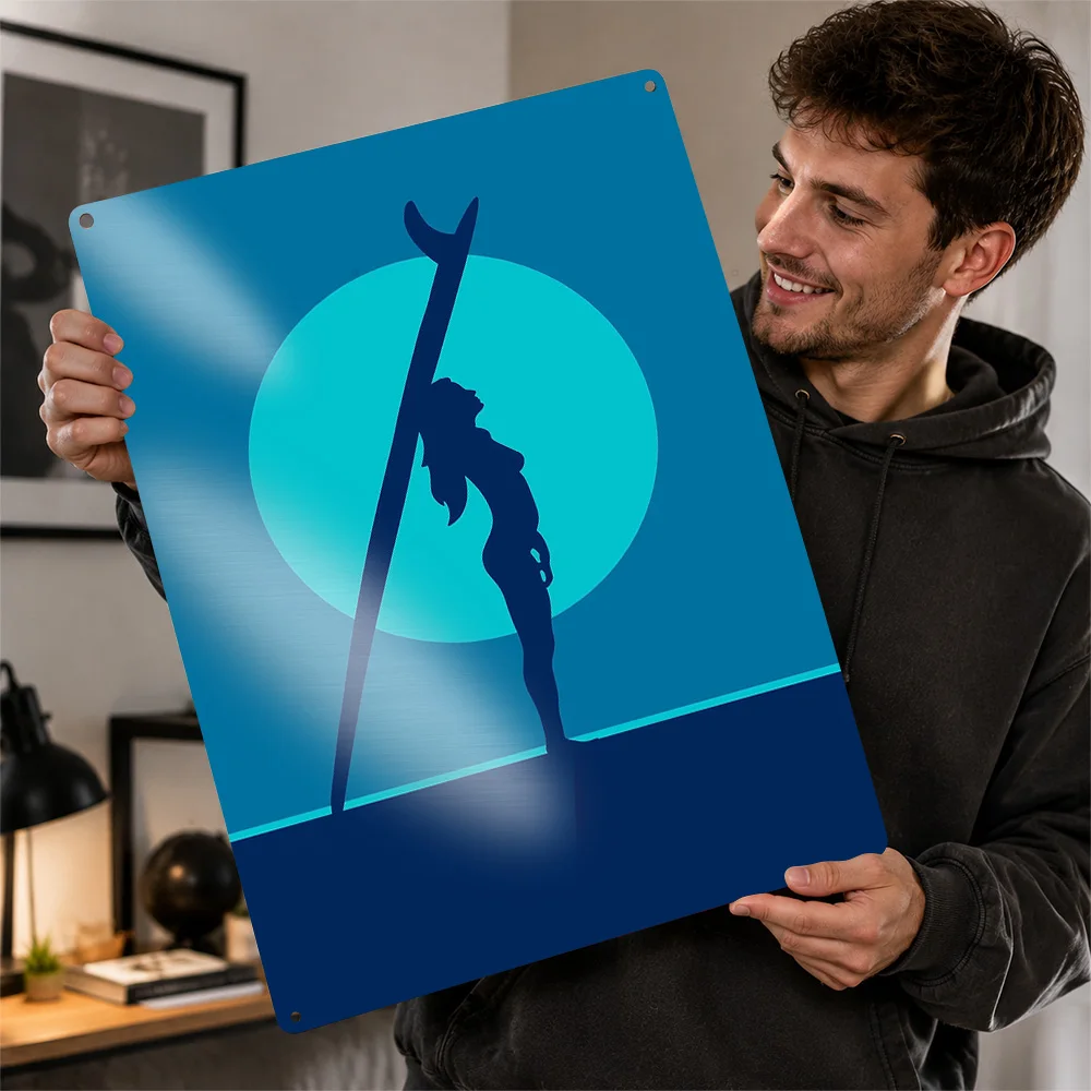 Stand Up Paddleboarding Minimalist Graphic Aluminum Poster Customized Metal Sign Fitness Motivation Wall Art For Active People