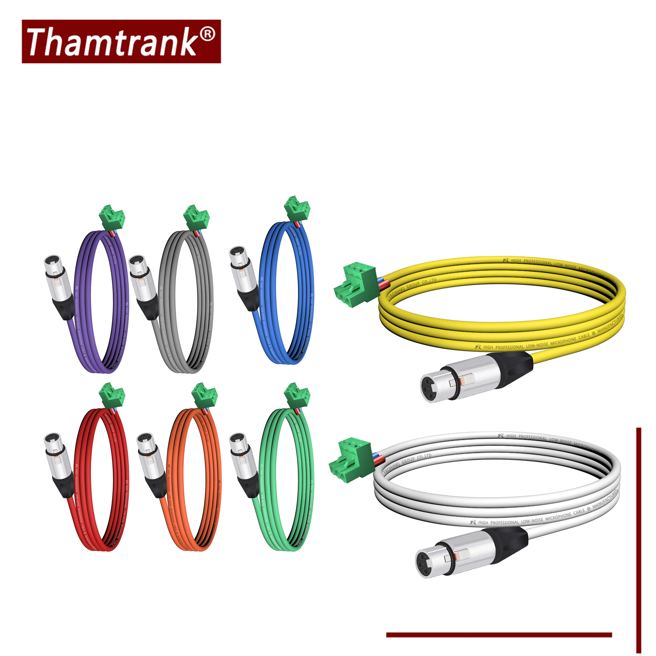 3pin XLR F(M)​ connector, metal shell, black stress relief boots for secure connection to microphones, or stage lighting systems