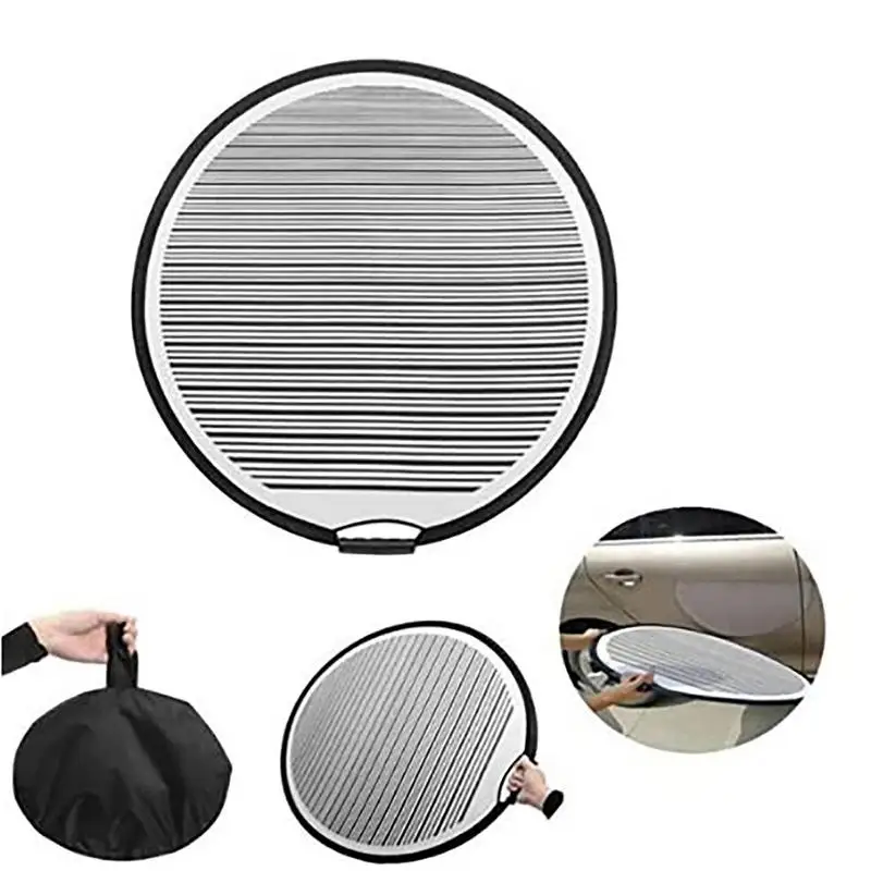 80cm Circular Striped Foldable Lined Light Reflector Board Round Dent Panel Vehicle Scratch Damages Car Repair Tool