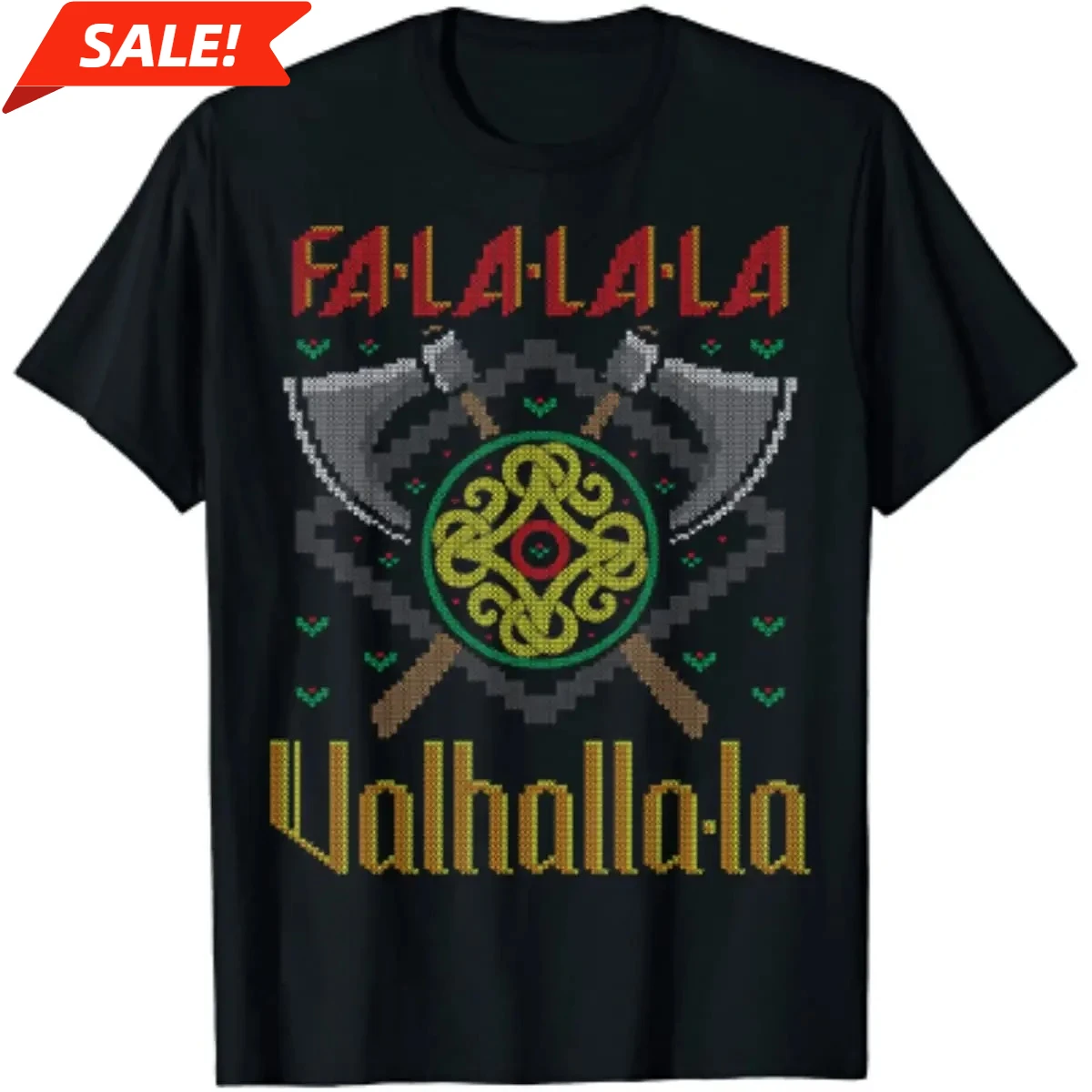Fa-La-La Valhalla Ugly Christmas Sweater Nordic Warrior Style T-Shirt 100% Cotton O-Neck Short Sleeve Summer Casual Mens T-shirt