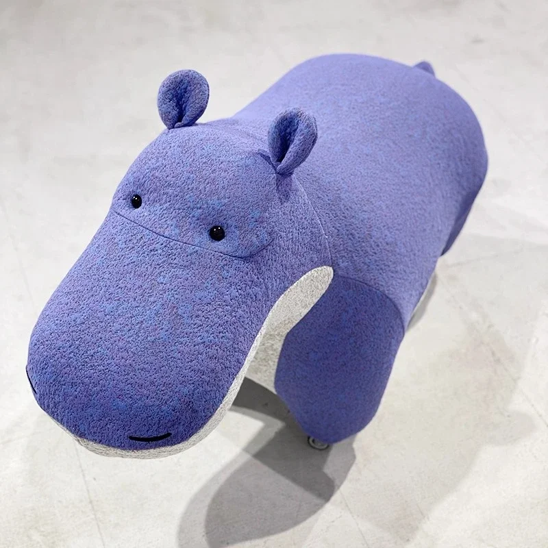 Cartoon sliding hippo children's first birthday gift home decoration creative fabric small river horse stool