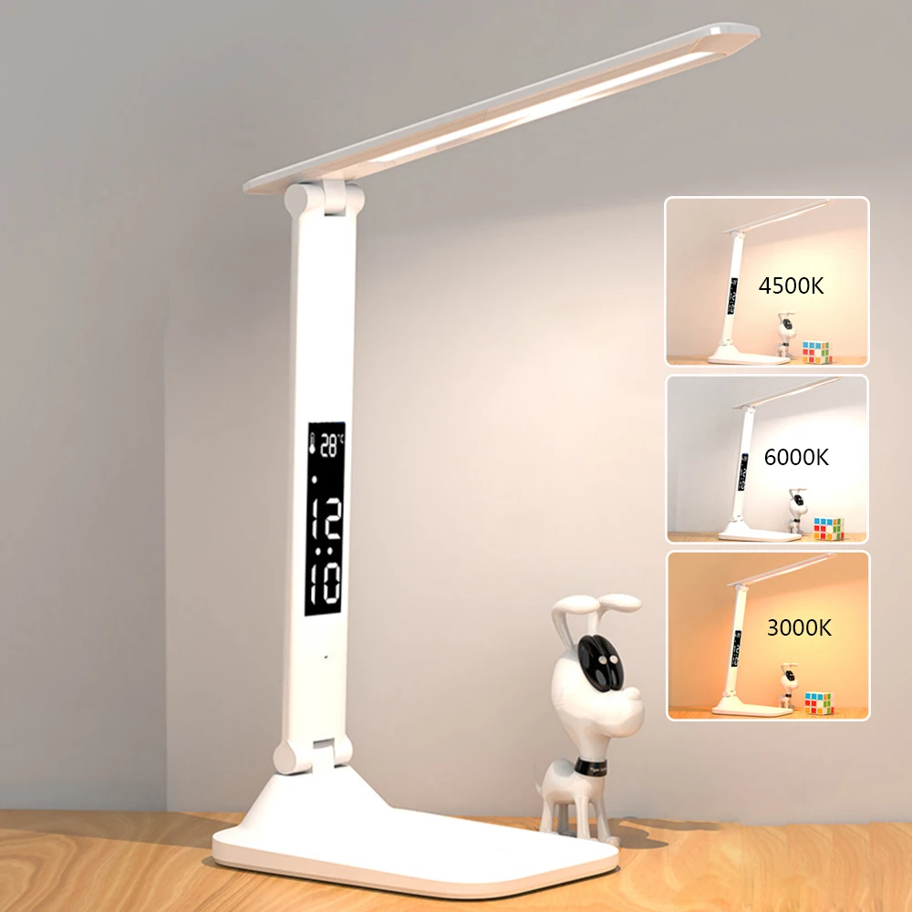 

LED Multifunction Foldable Touch With Calendar Clock Dimmable Bedroom Bedside Reading Light Eye Protection Reading Night Light