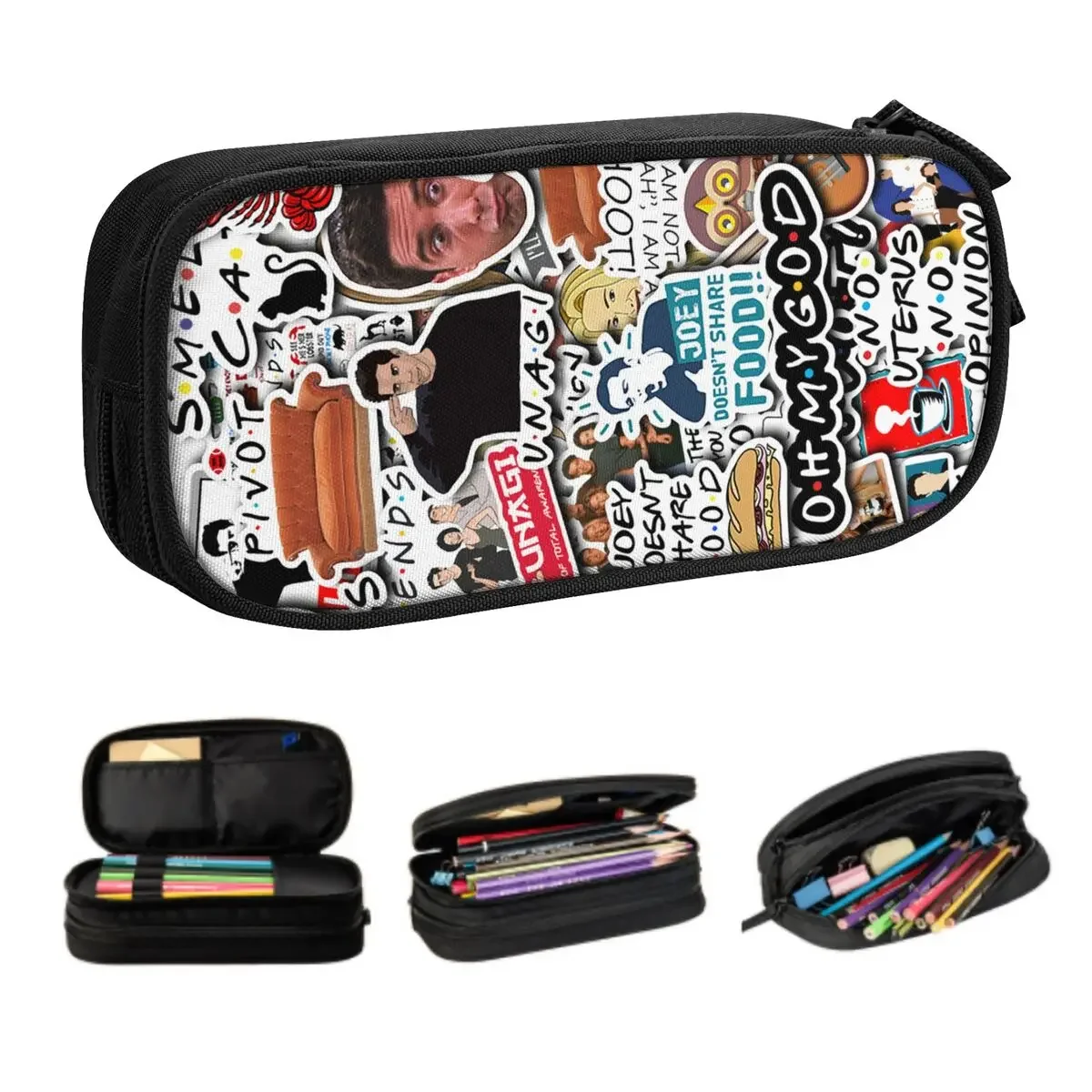 Custom Funny TV Show Friends Collage Pencil Case for Boys Gilrs Large Storage Pen Bag Box School Accessories