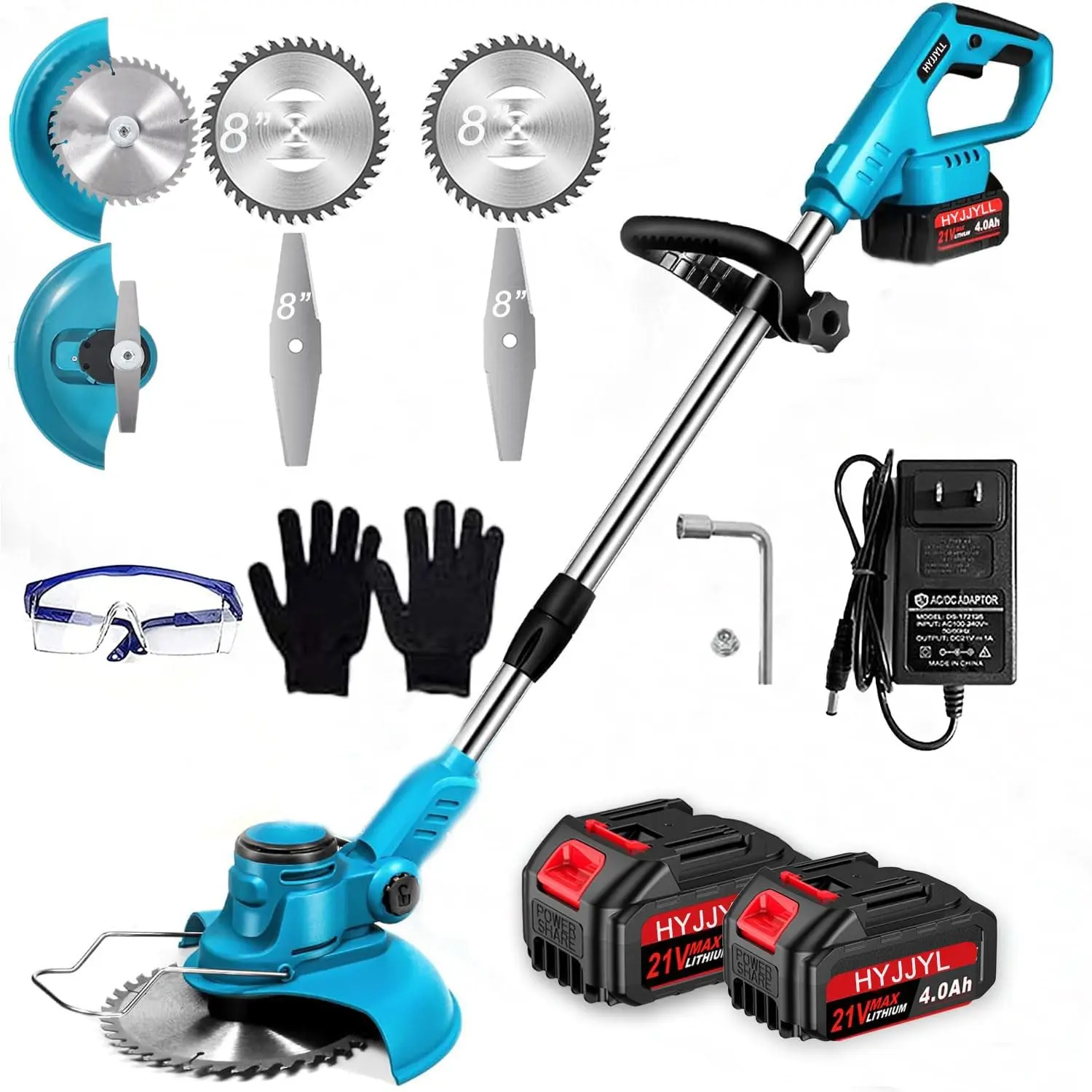 

Бесщеточный Weed Wacker ‌ , Беспроводной электрический триммер для травы с аккумулятором 2 × 4,0 Ач, безструнный триммер для травы, легкий вес