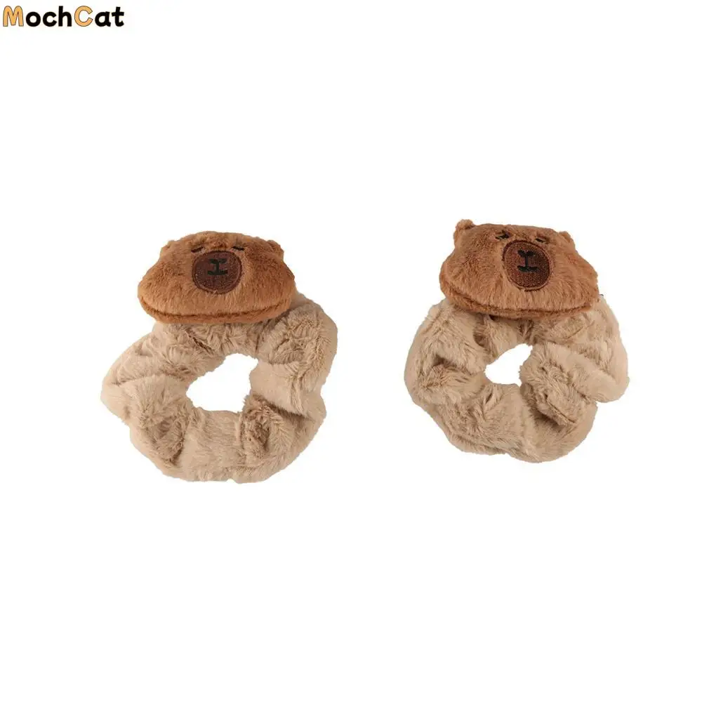 

Large Plush Capybara Shark Clip Turtle Elastic Capybara Hair Rope Plaid Bow Pleated Large Intestine Hair Rope Travel