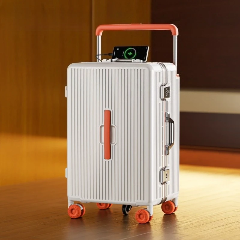 20"28 Inch Wide Handle Travel Suitcase Aluminum frame Carry-on Luggage Large size Trolley Case with Cup Holder Rolling Luggage