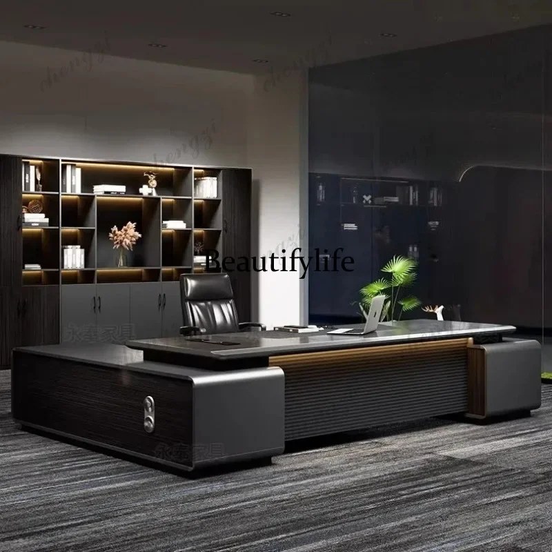 A49 Multi functional baking paint Computer desk Modern Minimalism luxury office table  shaped desk bureaux de travail furniture