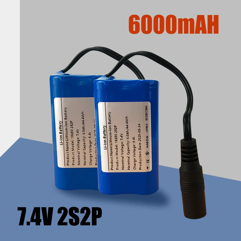 

2S2P 7.4V 6000mah 18650 Li-ion battery Pack for Remote Control Fish Finder Fishing Bait Boat Spare Parts RC Toys Accessories