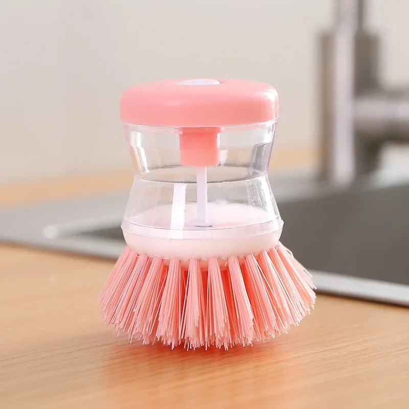 Kitchen Wash Pot Dish Brush Liquid Soap Dispenser Handheld Cleaning Brushes Scrubber Household Cleaning Accessories Tool