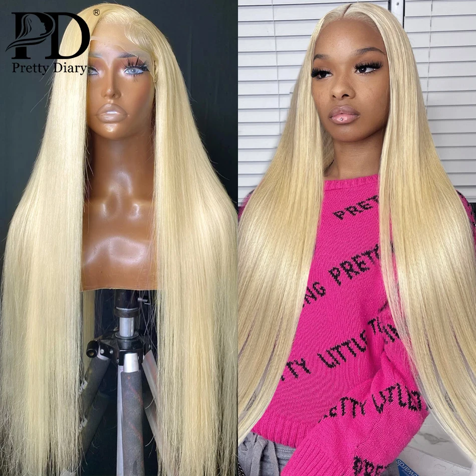 200 Density Brazilian Bone Straight 13x4 Lace Front Wig 13x6 HD Transparent 613 Blonde Lace Frontal Human Hair Wigs For Women