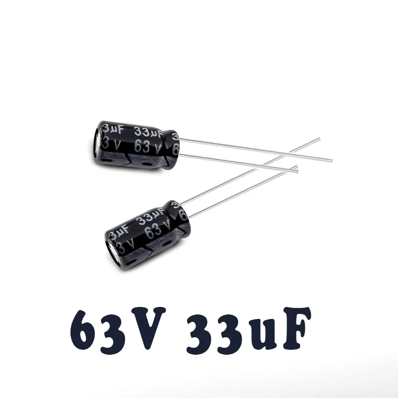 (10-100PCS)33uF 63V,63V33UF 6X11MM Plug-in Electrolytic Capacitor 33uF 63V