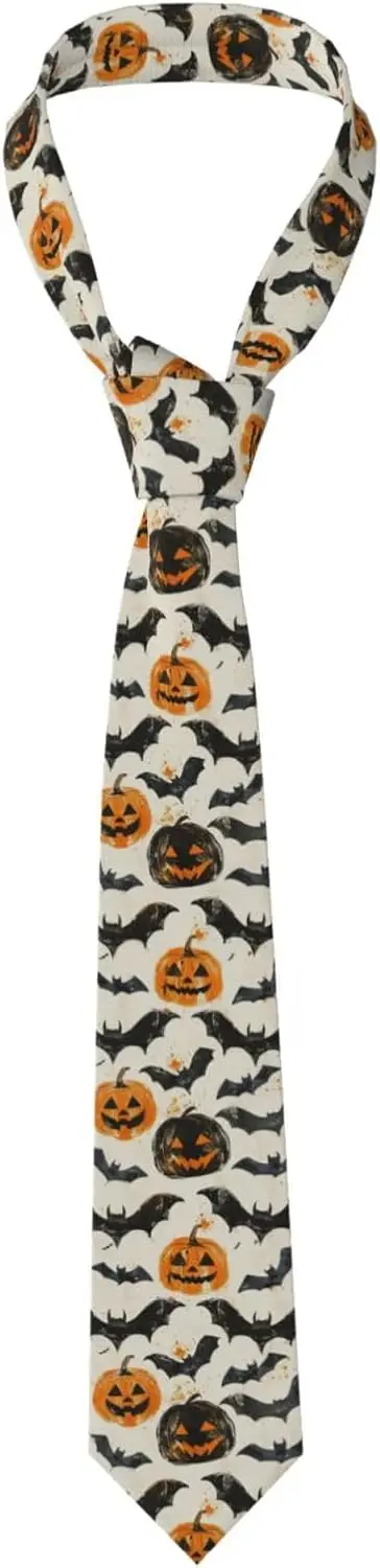 Colorful Pumpkin Head Bats Stars Halloween Men's Necktie Fashion Ties for Office Business Wedding Party Gifts