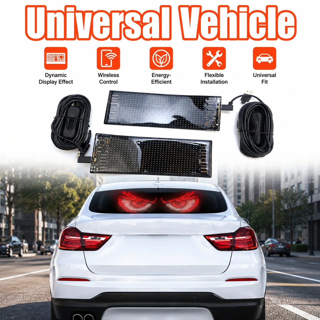 Écran LED flexible pour voiture, mini format, alimenté par USB, contrôle par application Bluetooth, écran d'affichage intelligent pour la décoration automobile, universel pour véhicule