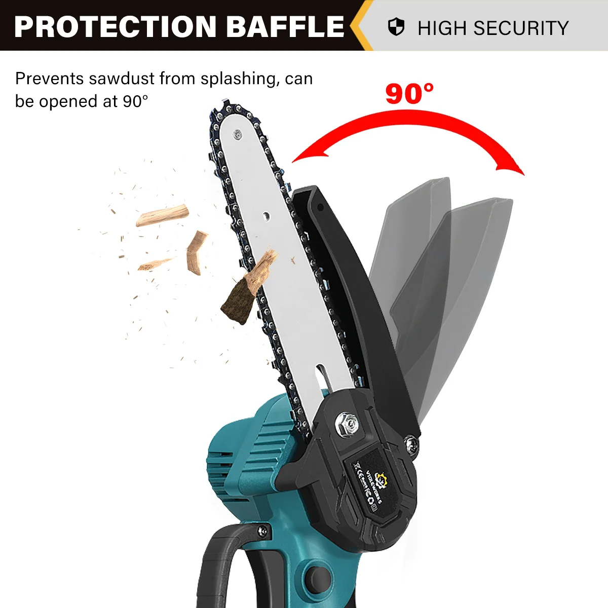 6inch Electric Chain Saw 1500W Electric Cordless One-Hand Saw Woodworking Tool 88VF Chargeable Battery EU Plug