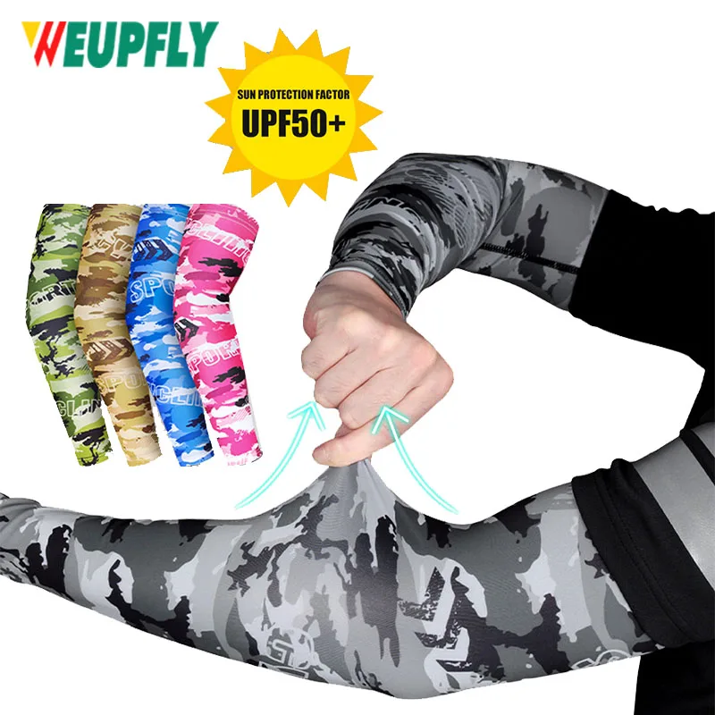 1 Pair Arm Sleeves Unisex Summer Cooling UV Protection Anti-slip Arm Cover Sports Tattoo Cover for Driving Golf Fishing