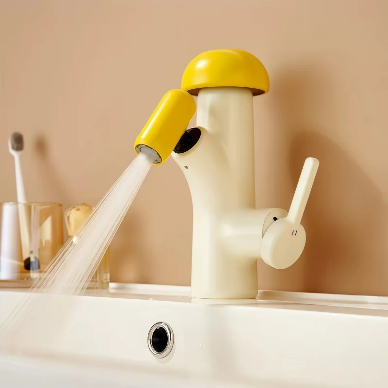 Basin Digital Display Pull-out Hot and Cold Bathroom Cabinet Washbasin Faucet Anti-Splash Device