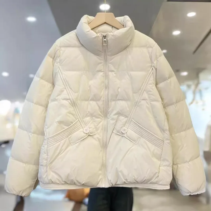 

Women's Korean style Lightweight Down jacket Outerwear New style Short style Fashionable Stylish Loose fit Stand-up collar