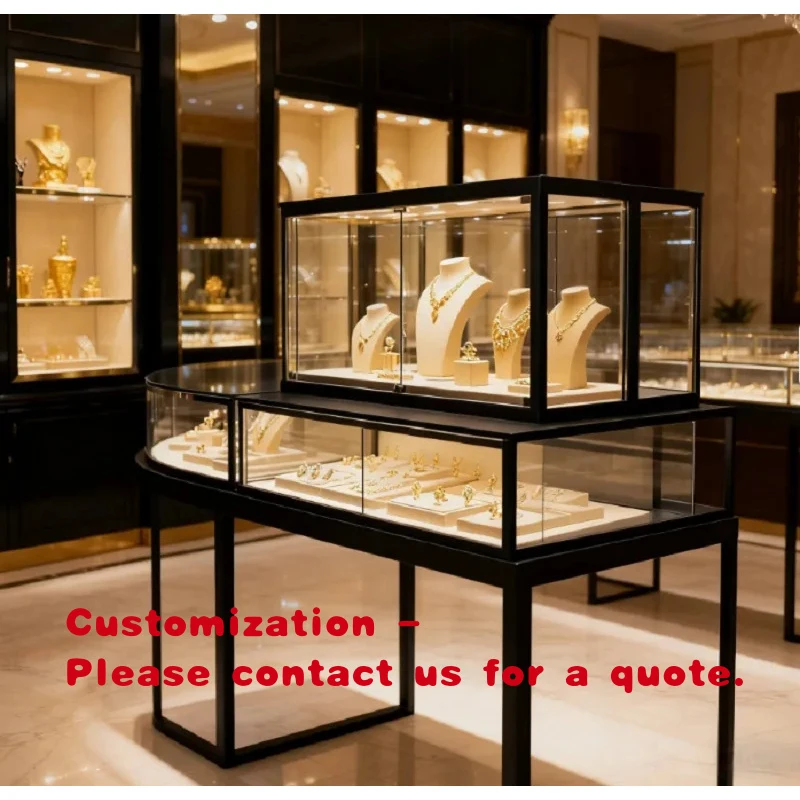 

custom.Custom Luxury Gold Jewelry Store Full Set Display Cabinets, High-End Glass Showcase with LED Lighting Gold Jewelry Bo