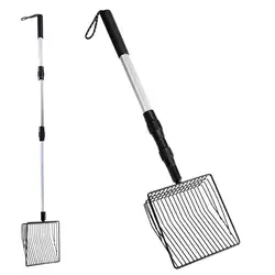 Metal Cat Litter Scoop Adjustable Long Handle Cat Litter Shovel Scoop Detachable Metal Pooper Scooper For Poop Scooping Fits