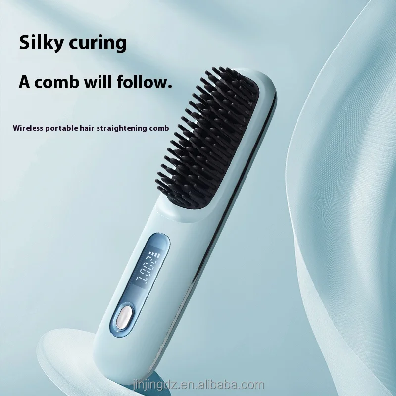 2 in 1 Hair Curler Flat Iron Wireless Hot Comb Straightener Hair Straightener Ionic Cordless Hair Straightener Brush