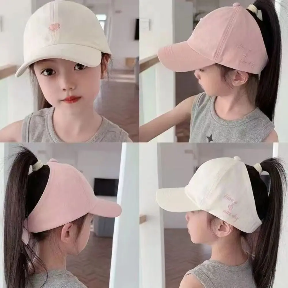 Korean Style Half Empty Top Hat Love Heart Anti-UV Sun Hat Summer Kid Sunhat Shading Hat No Top Beach Hat Children's Visor Hat