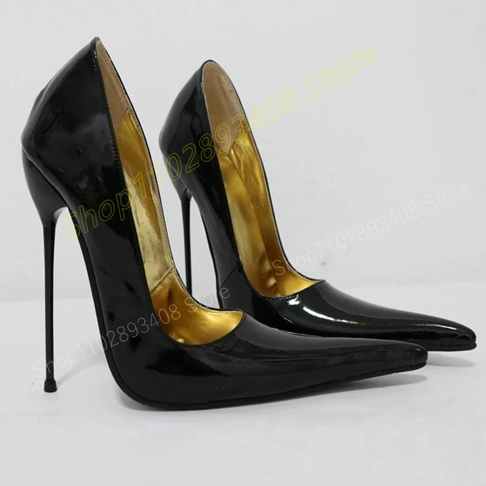 

Black Patent Leather Pointed Toe Pumps Elegant Stiletto High Heel Fashion Sexy Women Shoes 2024 Summer Zapatos Para Mujere