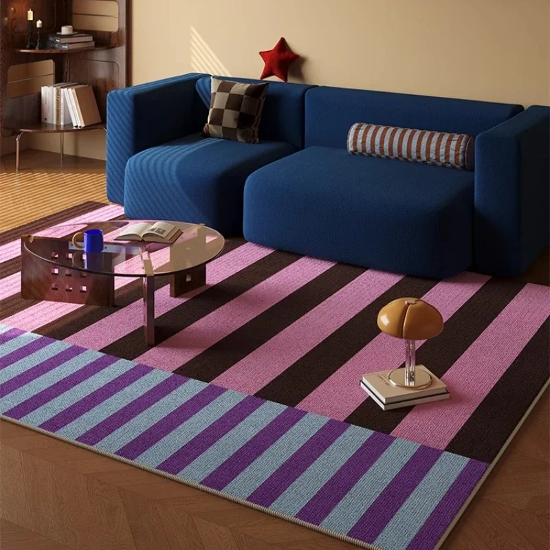 Premium blue retro sofa leave-in washable floor mat waterproof