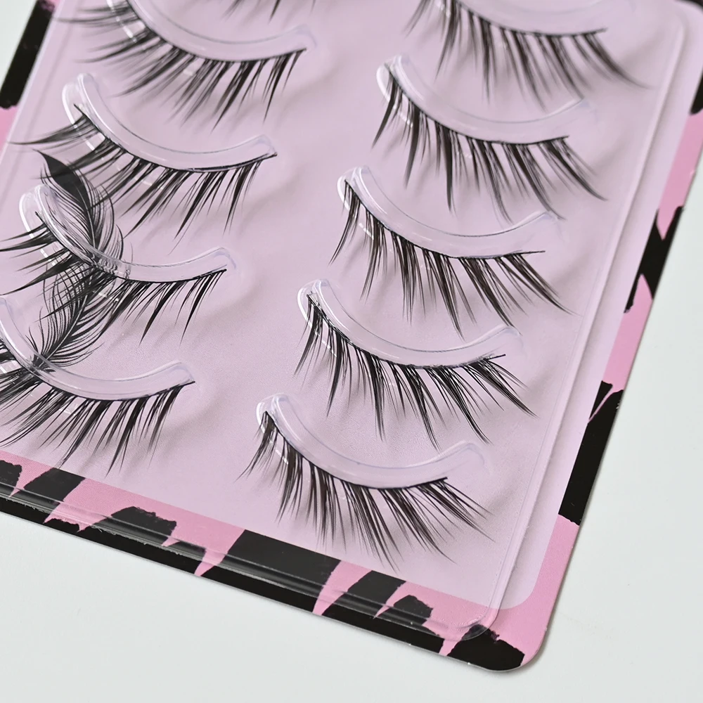 5 Pairs Cat/Fox Eye Effect Lash 11-13mm 3D Wispy Natural Looking False Eyelashes Soft Cat Eye Lashes