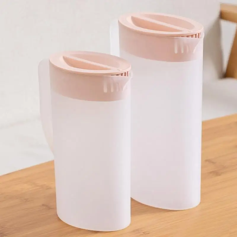 Pitcher With Lid Spout And Plastic Water Tea Handle Fridge Drink For Lemonade Iced Cold Carafe Beverage Jug Large Juice Ice