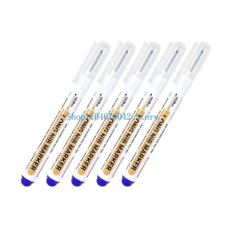 652F Pack of 5 Waterproof Long-Nib Marker Pens Craft Pens for Furniture Decoration
