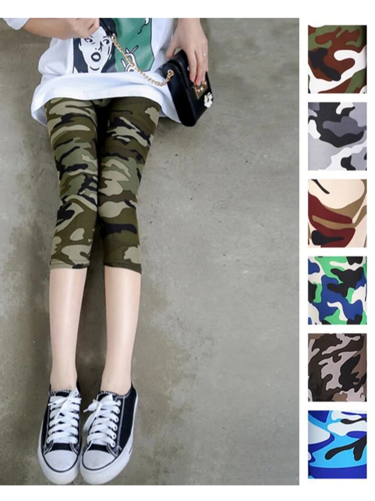 YSDNCHI Camouflage Leggings Fitness Hosen Frauen Leggings Pantalones Drucken Legging Sommer Weiche Haut Legins Streifen Frauen Capris