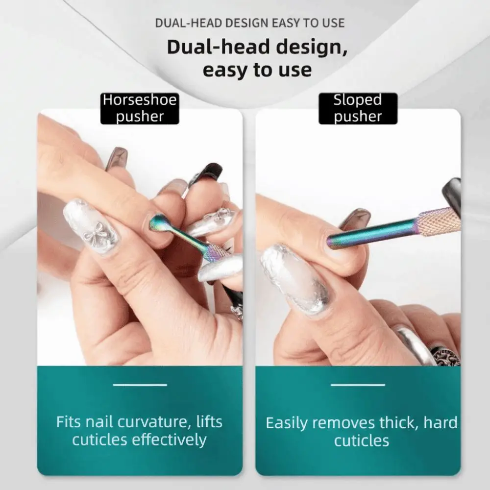 Stainless Steel Cuticle Pusher 100# 150# 240#, Angled Horse Shoe Pusher Wear-resistant Dead Skin Removal Cuticle Remover