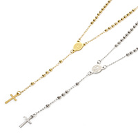 1 Piece Religious 304 Stainless Steel Prayer Beads Rosary Necklace Cross Pendant For Women Jewelry Gifts 52cm(20.5\