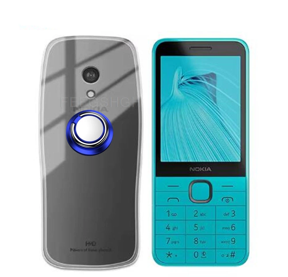 For Nokia 235 220 215 4G 2024 3210 4G 2024 TA-1543 Back Ring Holder Bracket Phone Case Soft Silicone TPU Original Shockproof