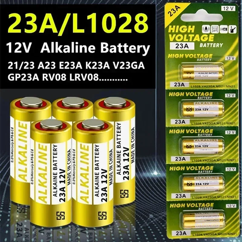 60 Pcs 12V 23A Alkaline Batteries A23 23GA A23S E23A EL12 MS21 V23GA L1028 GP23A LRV08 Dry Battery for Remote Control Doorbell