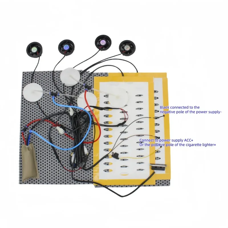 ​12V Car Seat Ventilation Kit Combine Heated and Massager 4 Air Flow Fan Cool + 2 Heating Pad + 4 Airpneumatic Massage System