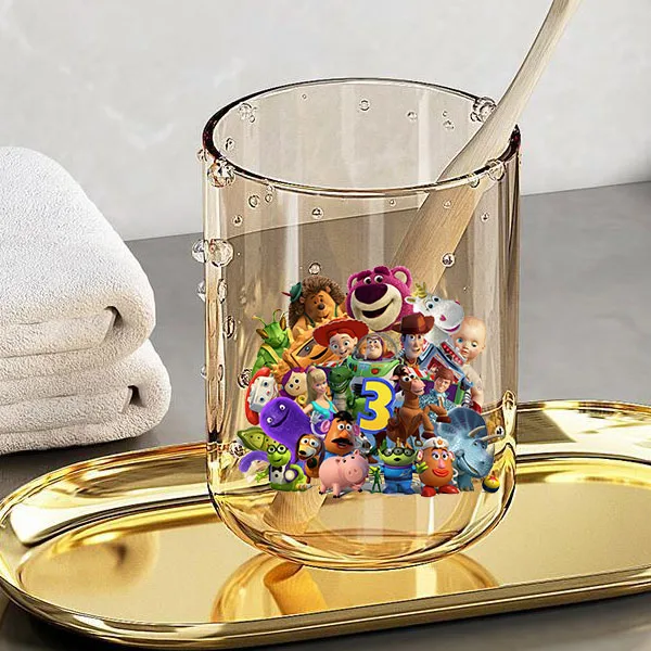 غسول الفم من الراتنج الشفاف المطبوع عليه رسوم متحركة محيطية من توي ستوري باز لايت يير وكوب فرشاة الأسنان كوب ماء مضاد للسقوط