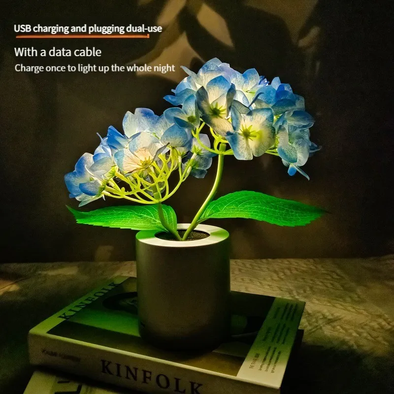 

LED Hydrangea Flower Nightlight Simulation Flower Decoration Decoration Bedroom Bedside Atmosphere Table Lamp Girl Birthday Gift