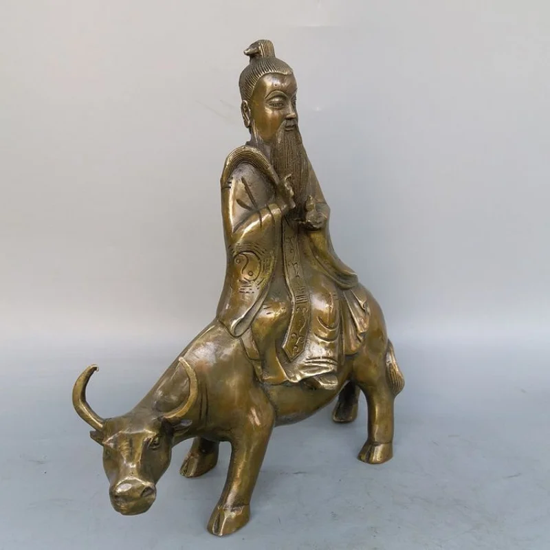 China collects antique bronze Tai Shang Lao Jun character sculptures riding a cow statues desktop ornament exquisite handicraft