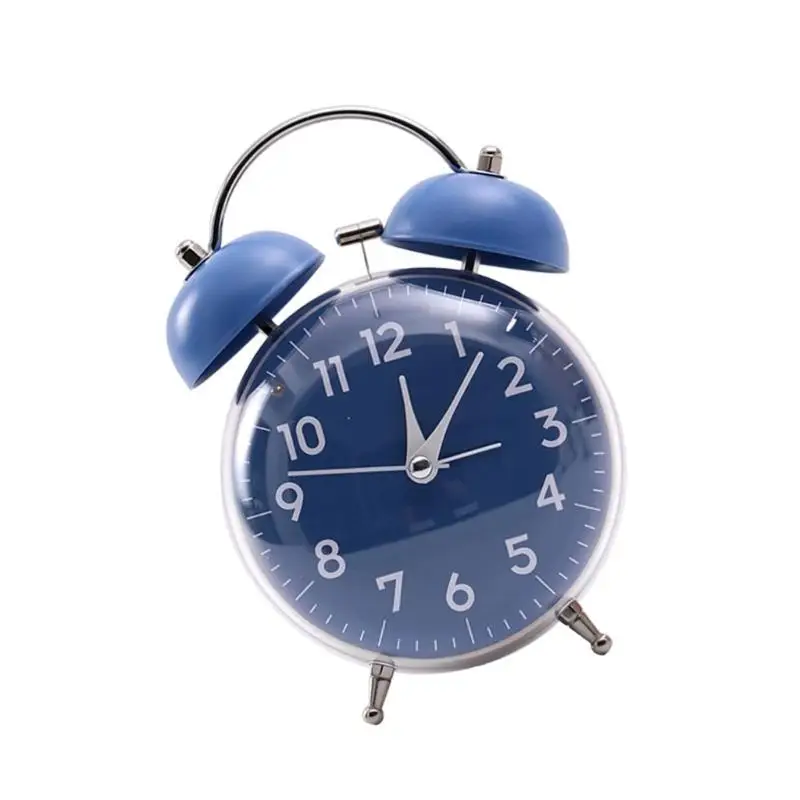

E8BD Vintaged Quiet Analog Alarm Clock Twin Bells Loud Ringing Night Light Desk Clock