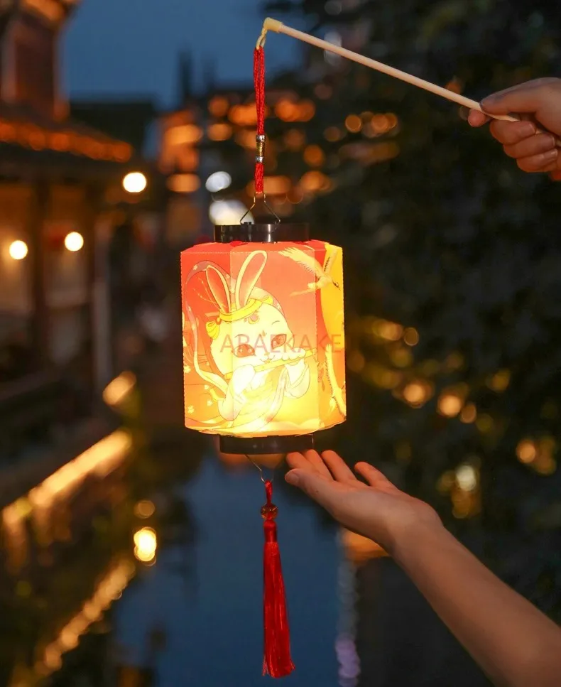 Mid-Autumn Festival Lantern New Rabbit Lantern Children's Manual Diy Material Bag Glow Hand held Ancient Palace Lantern