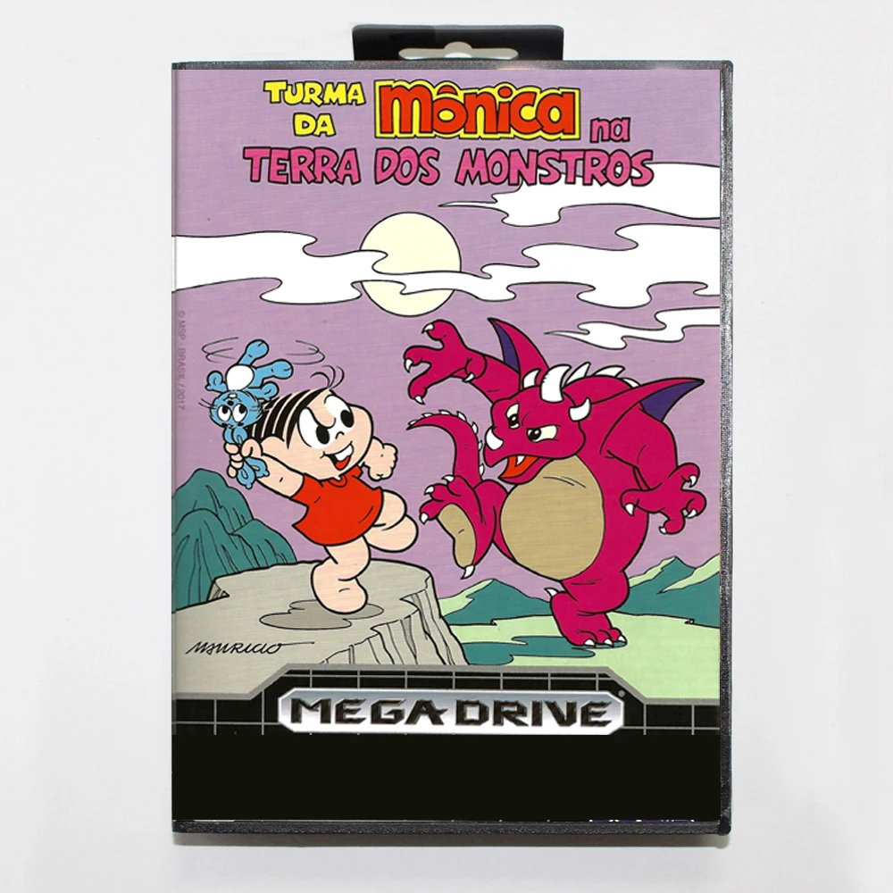New Arrival Turma da Mônica na Terra dos MD Game Card 16 Bit BR Cover for Sega Megadrive Genesis Video Game Console Cartridge