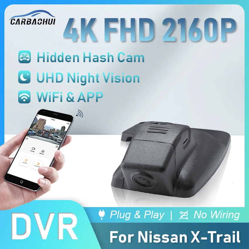 

4K 2160P Car DVR Plug and Play Dash Cam Camera UHD Night Vision WiFi Video Recorder For Nissan X-Trail HD Wiper cable DashCam