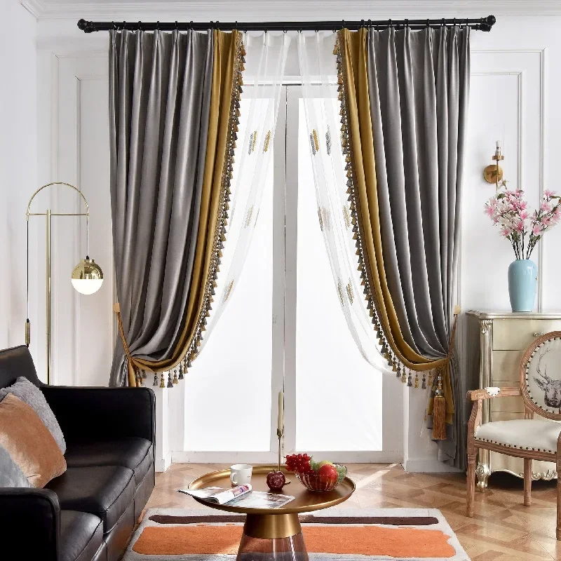 Luxury Frence Style Curtains for  Living Room High Quality Cortina Peacock Green Blue Red Velvet Curtains Bedroom Valance Custom