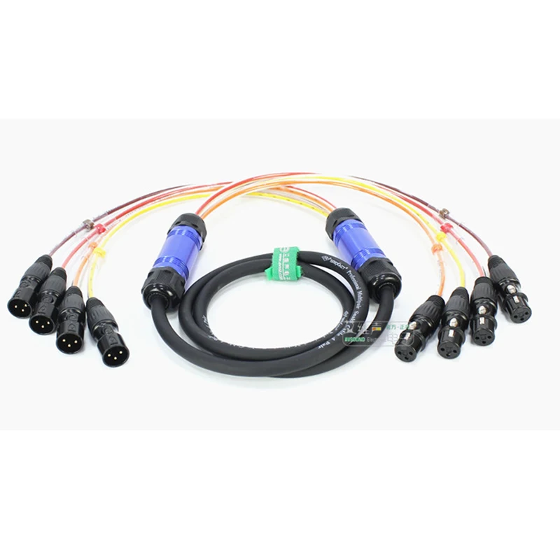 4-Ch XLR Balanced Pro Audio Ext Cable, Anti-Interference Mic Mixer for Stage/4-Way AV, Lengths:1.5/3/5/10/20/30/50/70/100m