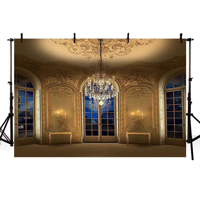 Mehofond Photography Background Medieval Palace Pillar Luxurious Palace Chandelier Wedding Birthday Party Photo Backdrop Studio