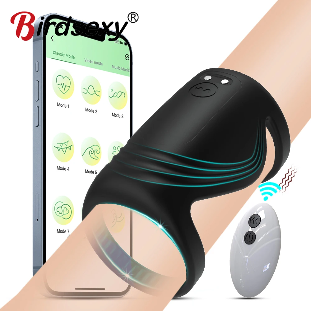 Bluetooth Penis Vibrator for Men Masturbator Sex Machine Penis Delay Trainer Cock Ring Glans Massager Male Sex Toys for Adult