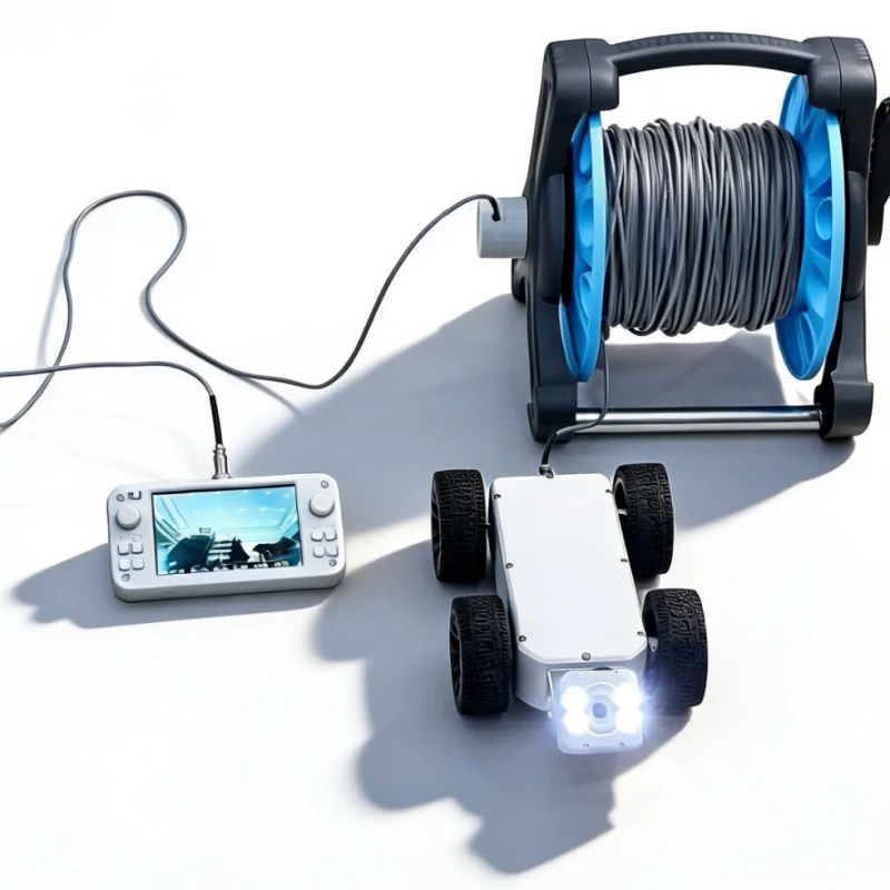 Pipeline Inspection Wired Video Car Movable Camera Industrial Vehicle RC Robot with 50m Cable 32G TF Card Inspection Robot Car